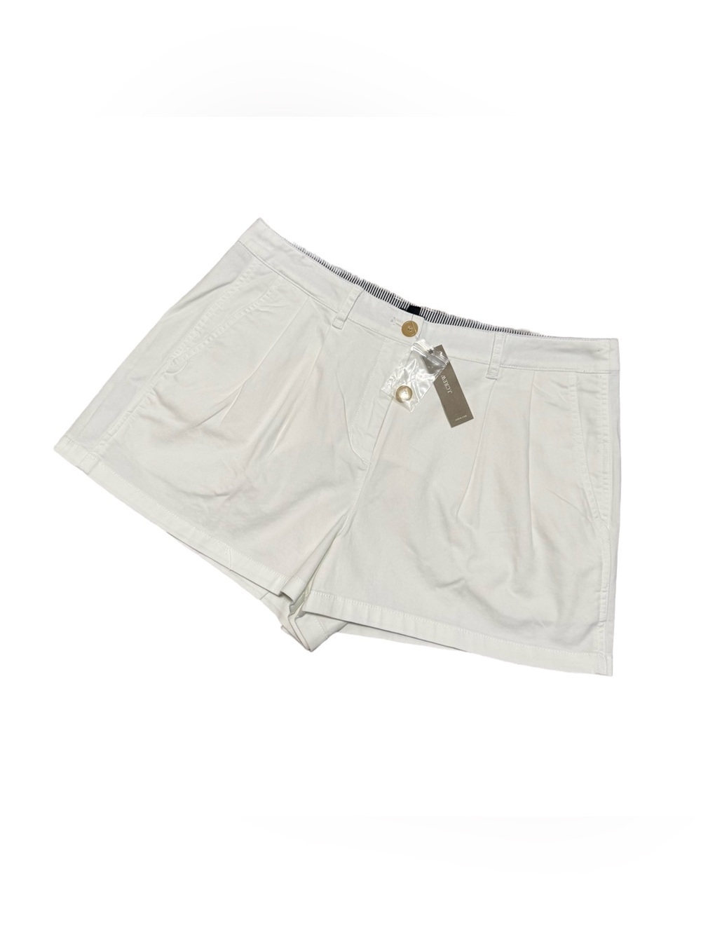 J. Crew Heritage Pleated Shorts Women's 10 Chino White Cotton Casual Preppy NWT - Picture 3 of 9